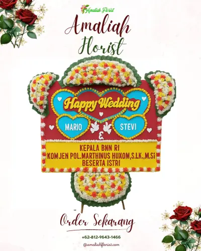 Karangan Papan Bunga Pernikahan di Merden